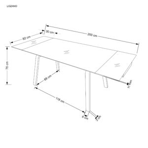 Söögilaud JOREN, must marmor / pähklipuu