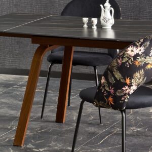 Söögilaud JOREN, must marmor / pähklipuu