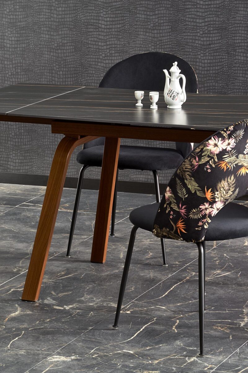 Söögilaud JOREN, must marmor / pähklipuu