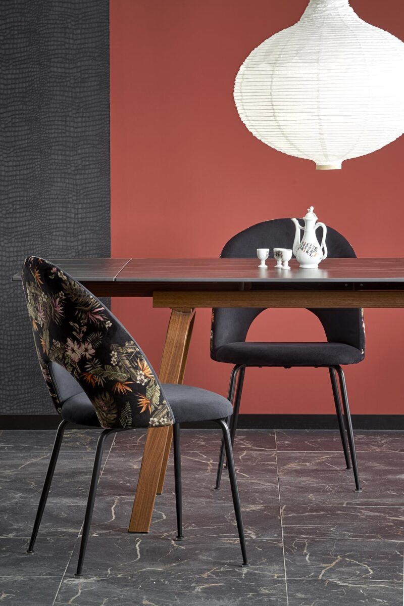 Söögilaud JOREN, must marmor / pähklipuu