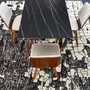 Söögilaud JOREN, must marmor / pähklipuu