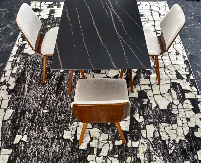 Söögilaud JOREN, must marmor / pähklipuu