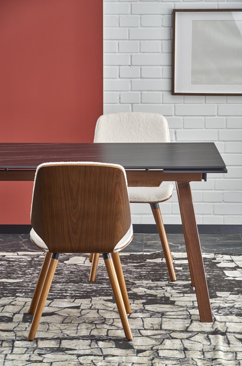 Söögilaud JOREN, must marmor / pähklipuu