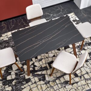 Söögilaud JOREN, must marmor / pähklipuu