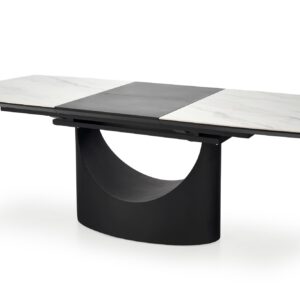 Pikendatav söögilaud OSMIR, valge marmor / must