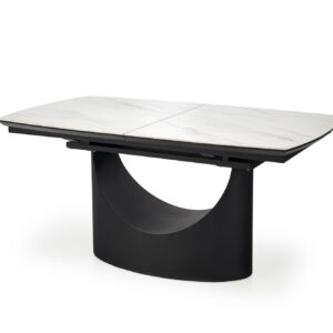 Pikendatav söögilaud OSMIR, valge marmor / must