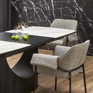 Pikendatav söögilaud OSMIR, valge marmor / must