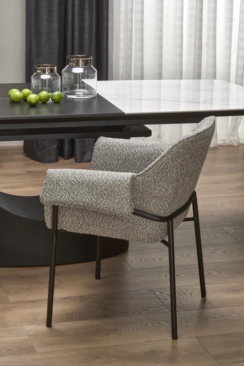 Pikendatav söögilaud OSMIR, valge marmor / must