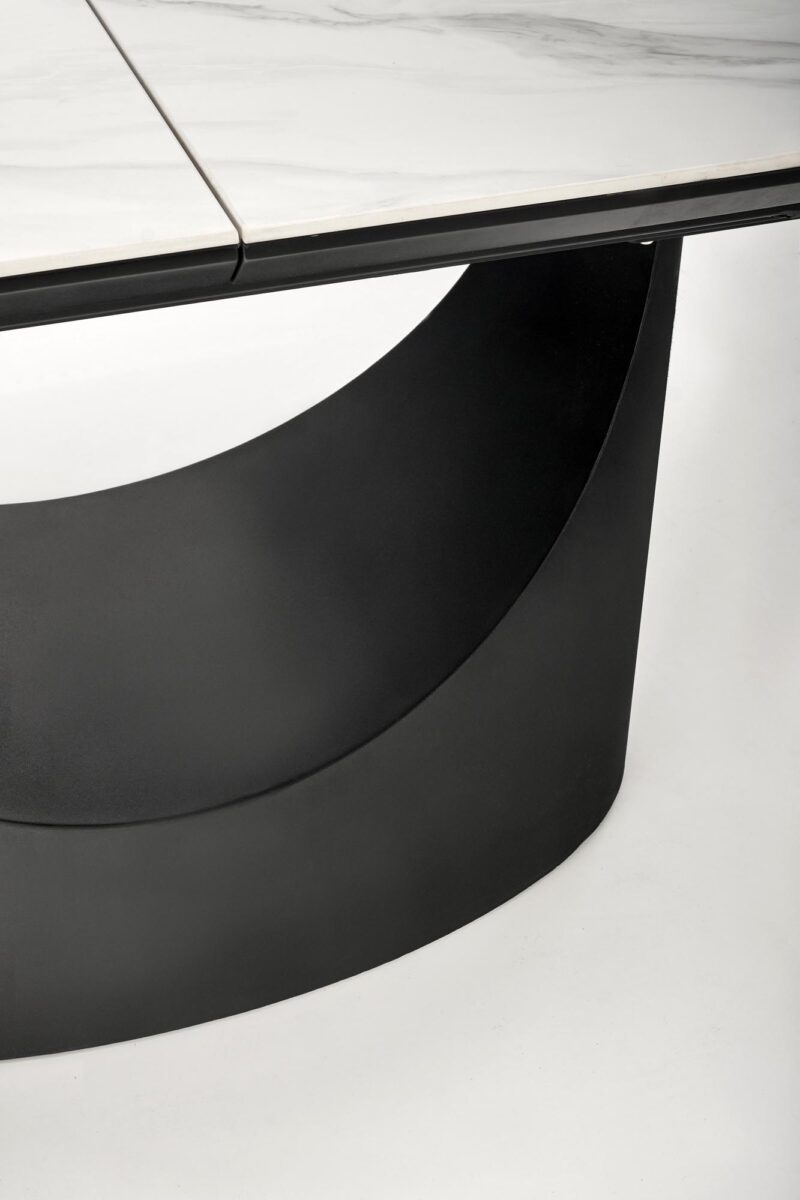 Pikendatav söögilaud OSMIR, valge marmor / must