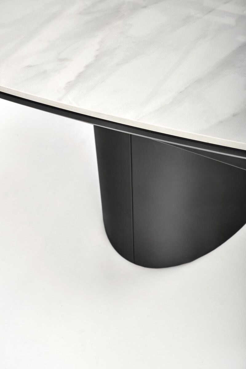 Pikendatav söögilaud OSMIR, valge marmor / must