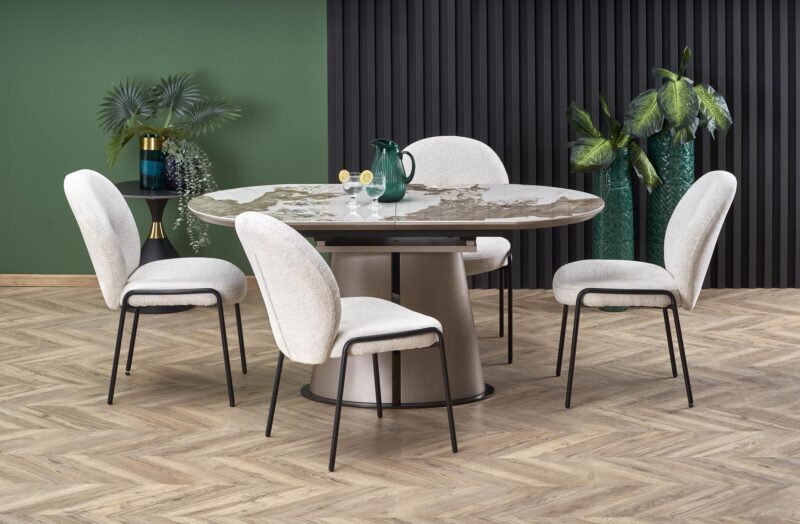 Pikendatav Söögilaud ROBION, beež marmor