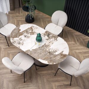 Pikendatav Söögilaud ROBION, beež marmor