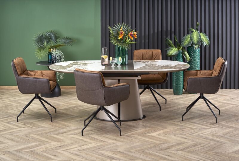 Pikendatav Söögilaud ROBION, beež marmor