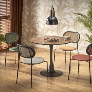 2010001196754_1 Ümar söögilaud OLMARA, pähklipuu / must