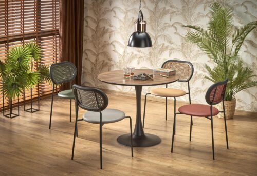 Ümar söögilaud OLMARA, pähklipuu / must