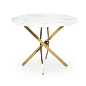 2010001196785_3 Söögilaud RAIMOND, valge marmor / kuld