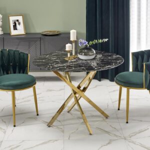 Söögilaud RAIMOND, must marmor / kuldne