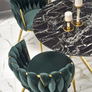 Söögilaud RAIMOND, must marmor / kuldne