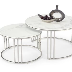 Kohvilaua komplekt MERCURY, hõbe / valge marmor