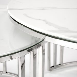 Kohvilaua komplekt MERCURY, hõbe / valge marmor