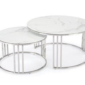 Kohvilaua komplekt MERCURY, hõbe / valge marmor