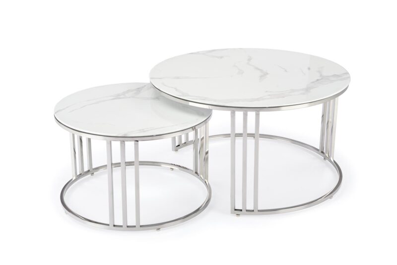 Kohvilaua komplekt MERCURY, hõbe / valge marmor