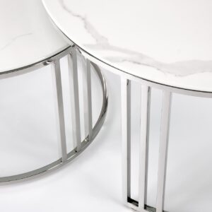 Kohvilaua komplekt MERCURY, hõbe / valge marmor