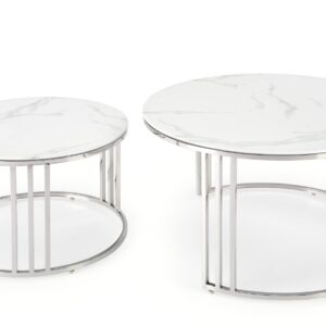 Kohvilaua komplekt MERCURY, hõbe / valge marmor
