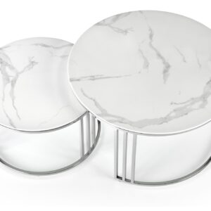 Kohvilaua komplekt MERCURY, hõbe / valge marmor