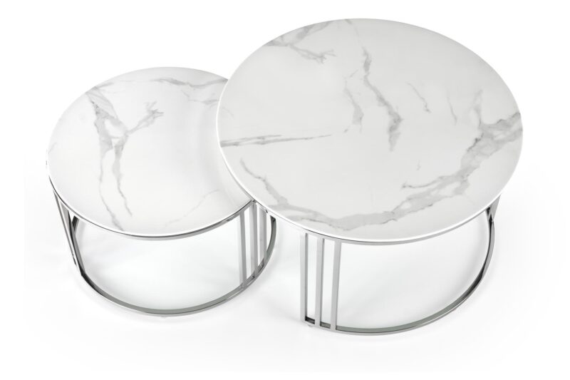 Kohvilaua komplekt MERCURY, hõbe / valge marmor