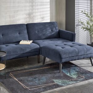 Diivan CORNELIUS, kokkuklapitav / tumbaga / sinine