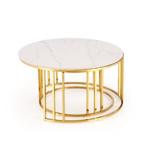 Kohvilaua komplekt MERCURON, valge marmor / kuld