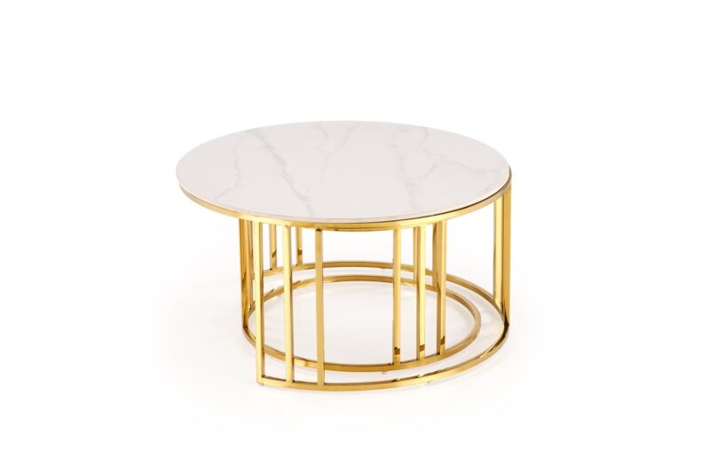 Kohvilaua komplekt MERCURON, valge marmor / kuld