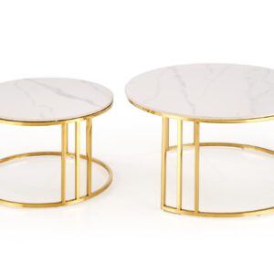 Kohvilaua komplekt MERCURON, valge marmor / kuld