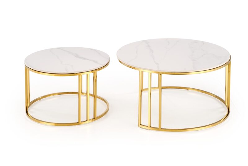Kohvilaua komplekt MERCURON, valge marmor / kuld