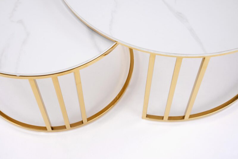 Kohvilaua komplekt MERCURON, valge marmor / kuld