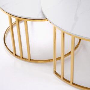 Kohvilaua komplekt MERCURON, valge marmor / kuld