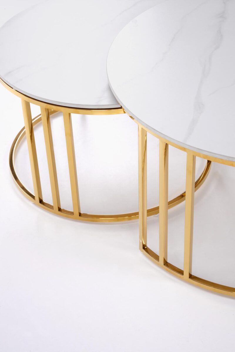 Kohvilaua komplekt MERCURON, valge marmor / kuld