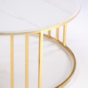 Kohvilaua komplekt MERCURON, valge marmor / kuld