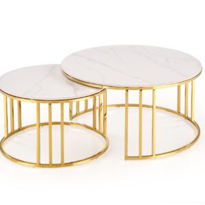 Kohvilaua komplekt MERCURON, valge marmor / kuld