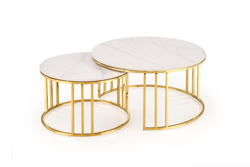Kohvilaua komplekt MERCURON, valge marmor / kuld
