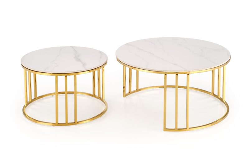 Kohvilaua komplekt MERCURON, valge marmor / kuld