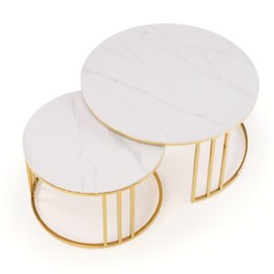 Kohvilaua komplekt MERCURON, valge marmor / kuld