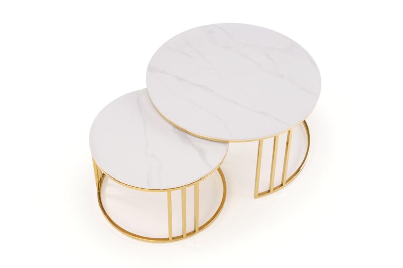 Kohvilaua komplekt MERCURON, valge marmor / kuld