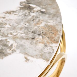 Kohvilaud VENORA 2, valge marmor / kuld