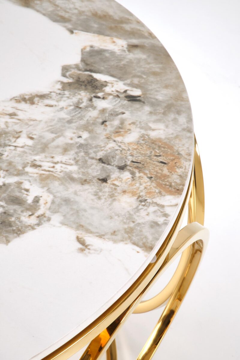 Kohvilaud VENORA 2, valge marmor / kuld