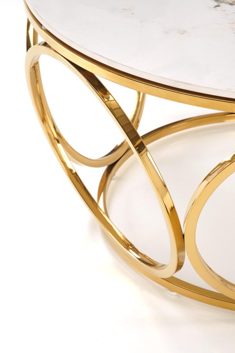 Kohvilaud VENORA 2, valge marmor / kuld