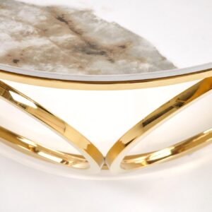 Kohvilaud VENORA 2, valge marmor / kuld