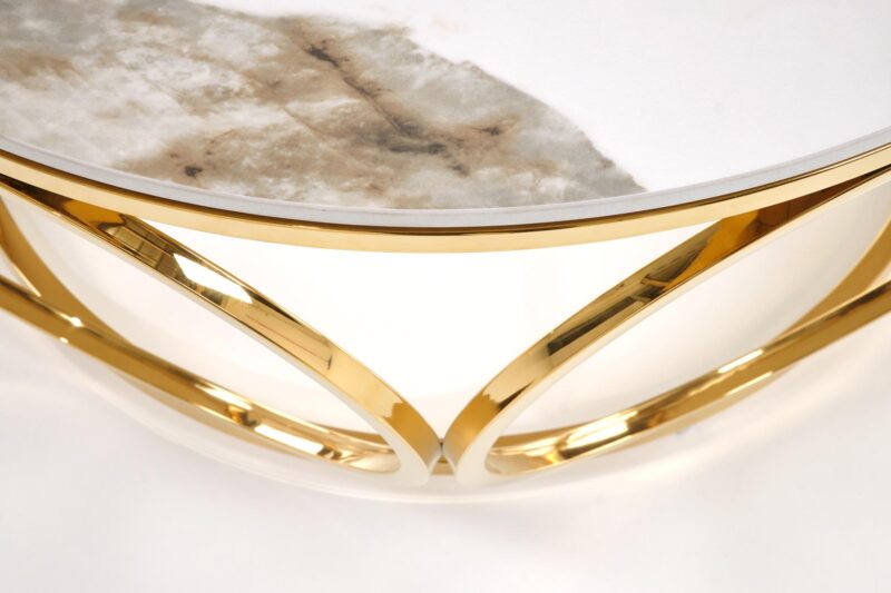 Kohvilaud VENORA 2, valge marmor / kuld