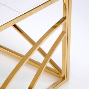 Kohvilaud UNIVERON 2, valge marmor / kuld